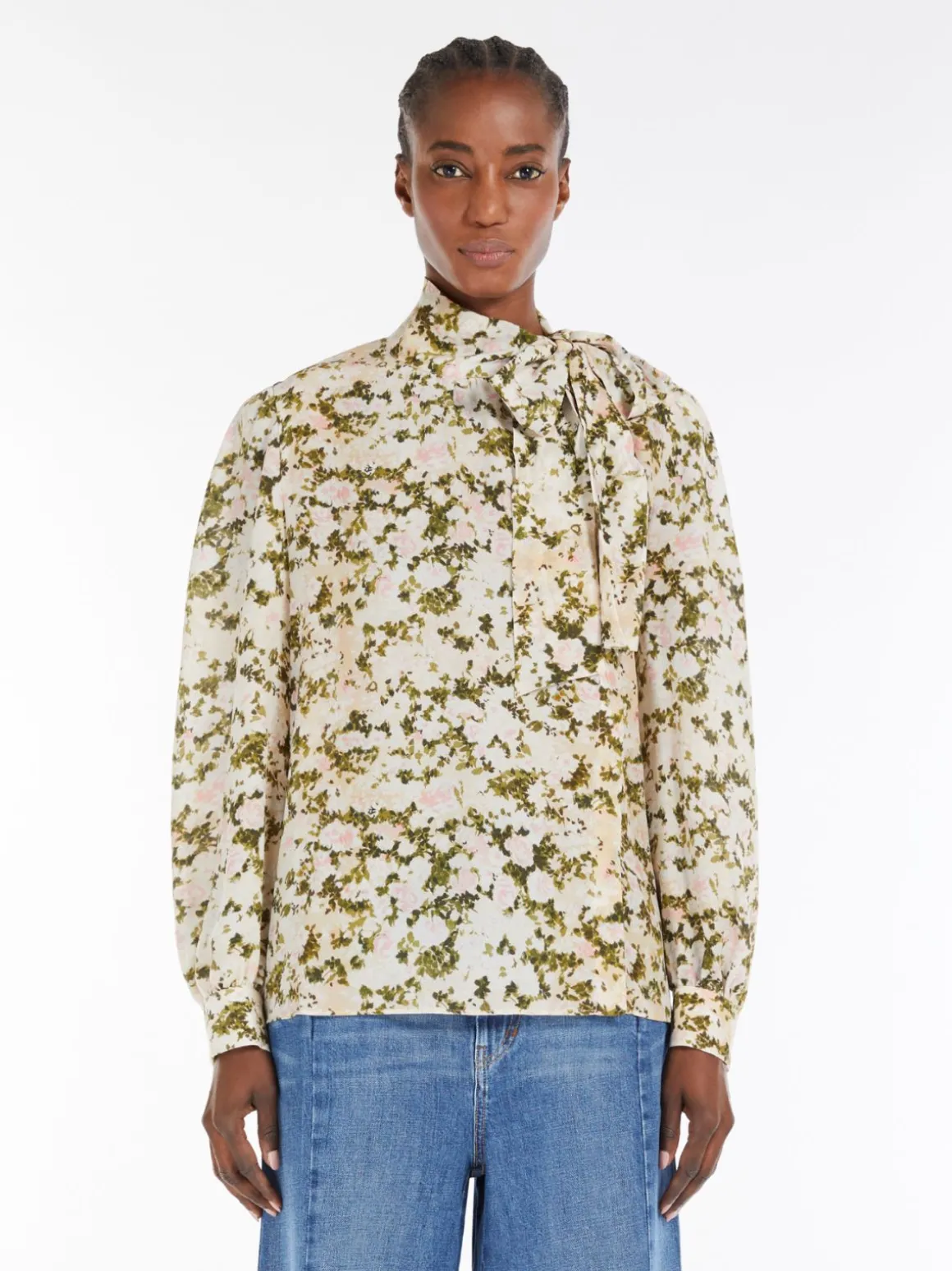 Tie-detail silk shirt