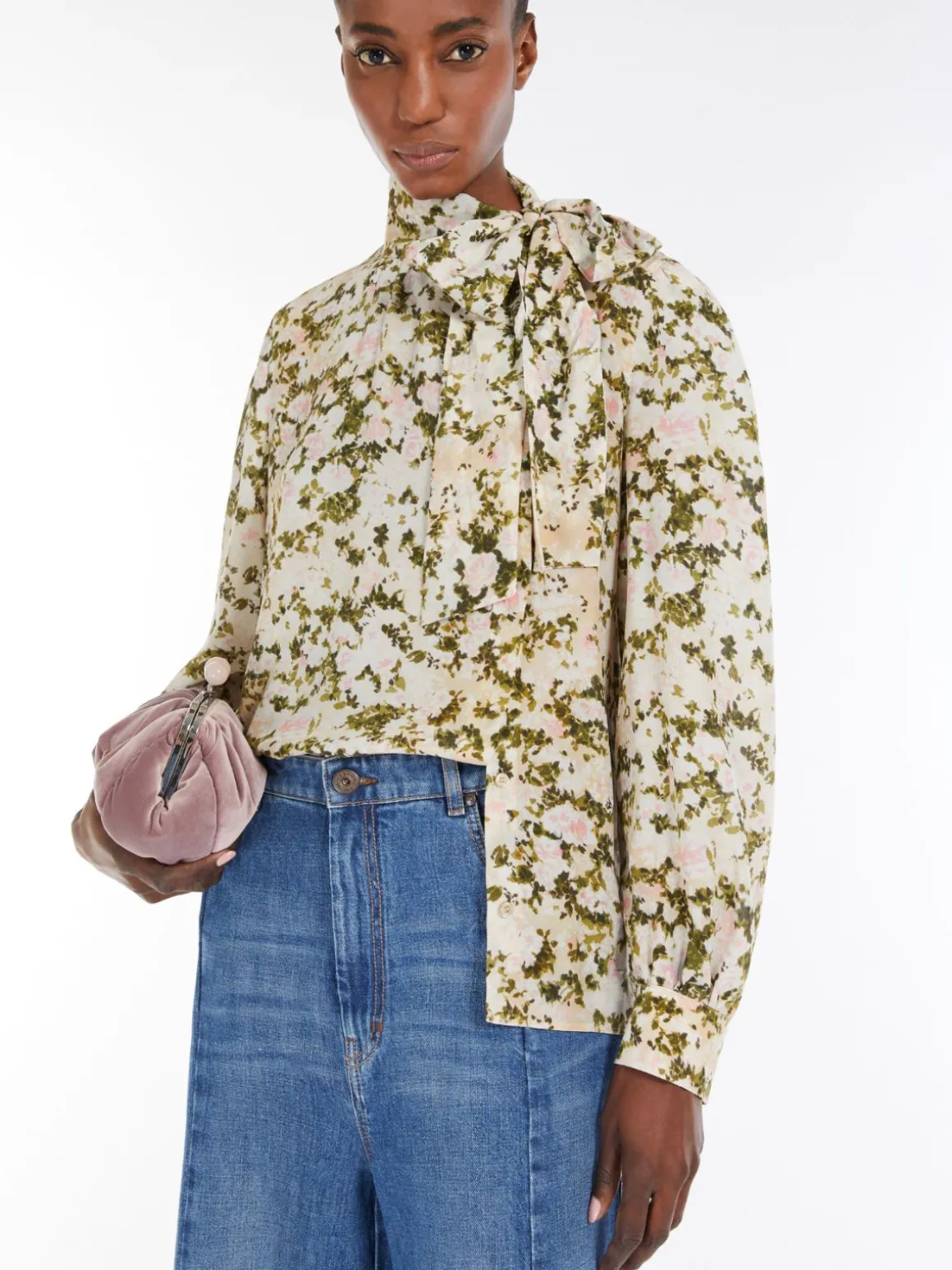 Tie-detail silk shirt