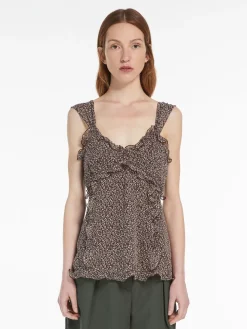 Top in printed silk georgette