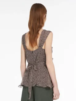 Top in printed silk georgette