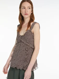 Top in printed silk georgette
