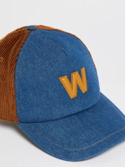 Velvet and denim baseball cap