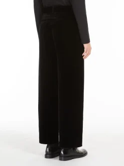 Velvet wide-leg trousers