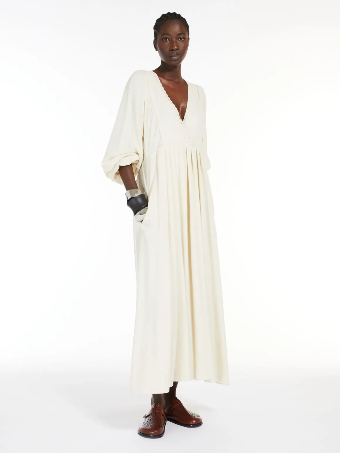 Viscose and wool canvas dress