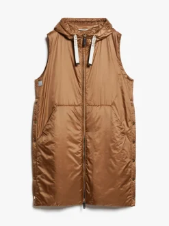 Water-repellent canvas midi gilet