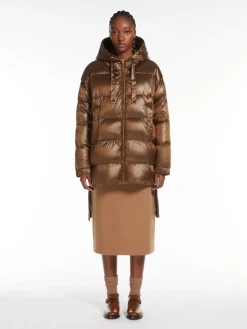 Water-repellent fabric midi down jacket