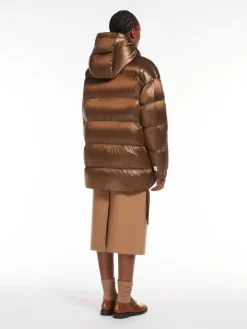 Water-repellent fabric midi down jacket