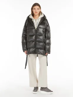 Water-repellent fabric midi down jacket