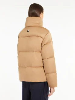 Water-repellent satin down jacket