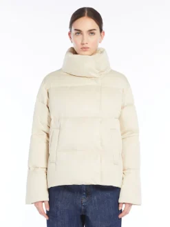 Water-repellent satin down jacket