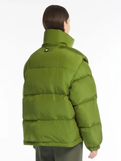 Water-repellent taffeta cropped bomber jacket