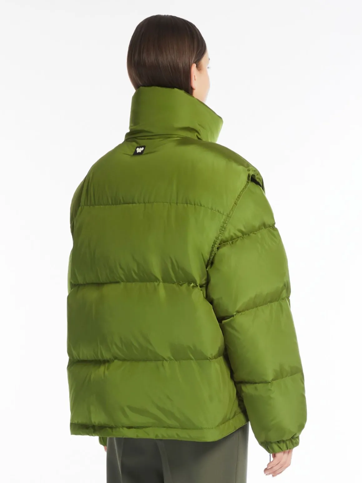 Water-repellent taffeta cropped bomber jacket