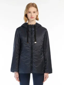 Water-repellent technical canvas travel sweatshirt