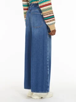 Wide denim jeans with logo