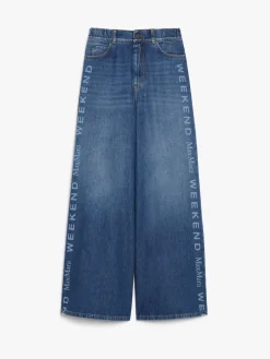 Wide denim jeans with logo