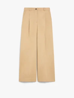 Wide-fit cotton gabardine trousers