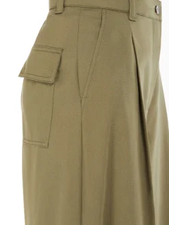 Wide-fit cotton gabardine trousers