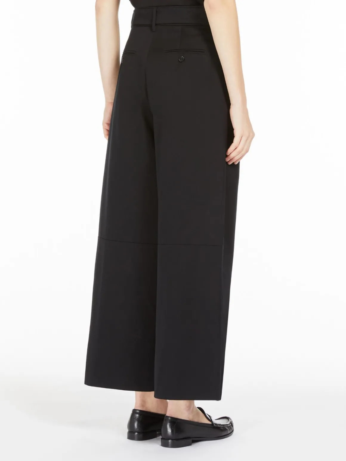Wide-fit gabardine trousers