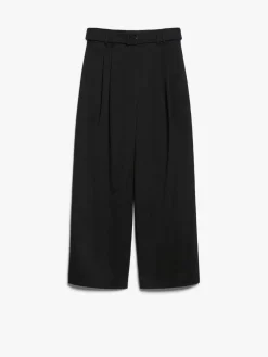 Wide-fit gabardine trousers