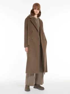 Wide-fit knit fabric trousers