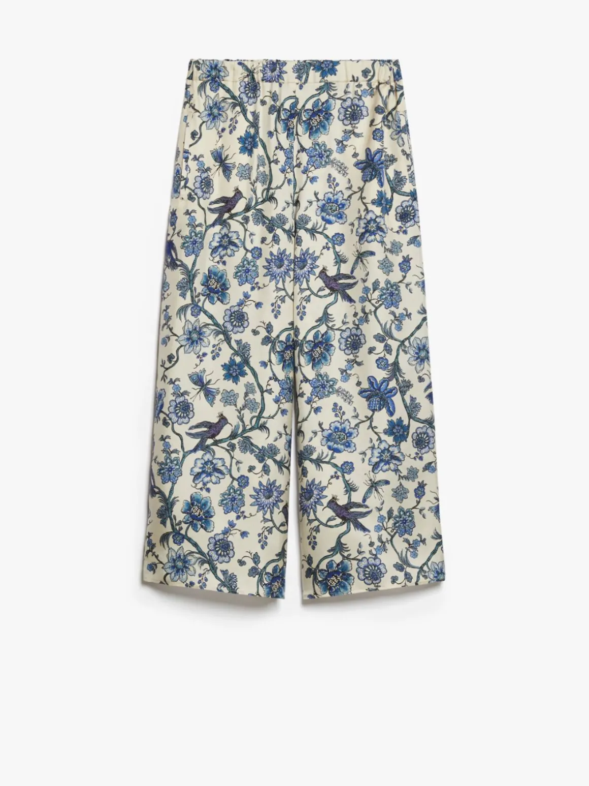 Wide-fit silk twill trousers