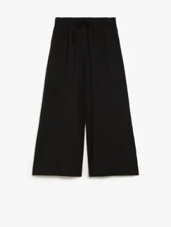 Wide-fit stretch wool trousers