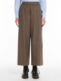 Wide-fit wool and cotton trousers