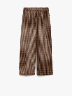 Wide-fit wool and cotton trousers