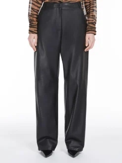 Wide-leg nappa trousers