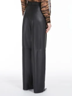 Wide-leg nappa trousers