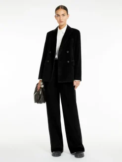Wide-leg velvet trousers