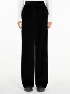 Wide-leg velvet trousers