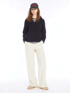 Wide-leg velvet trousers