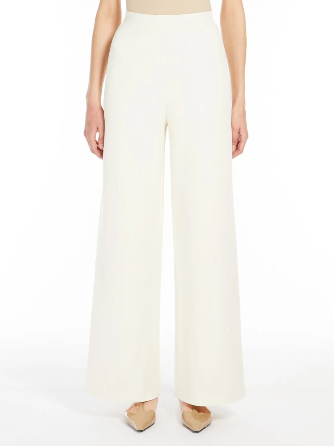 Wide-leg viscose knit trousers