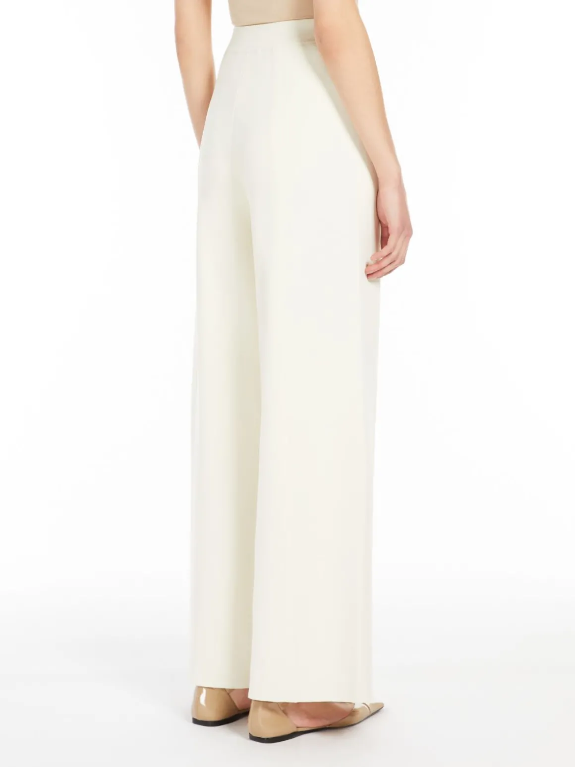 Wide-leg viscose knit trousers