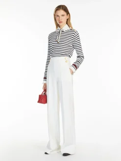 Wide-leg wool canvas trousers
