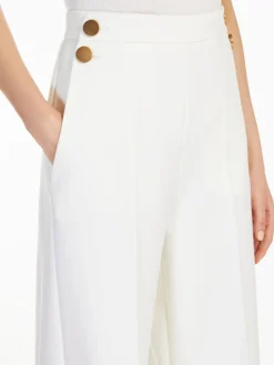 Wide-leg wool canvas trousers