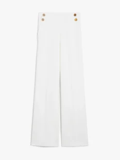 Wide-leg wool canvas trousers