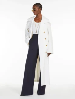 Wide-leg wool canvas trousers