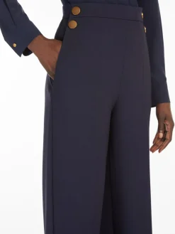 Wide-leg wool canvas trousers