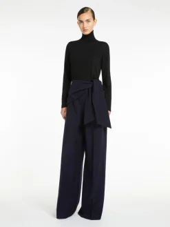 Wide-leg wool felt trousers