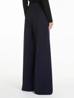 Wide-leg wool felt trousers