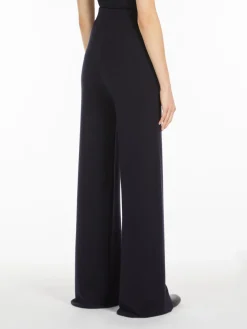 Wide-leg wool yarn trousers