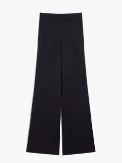 Wide-leg wool yarn trousers