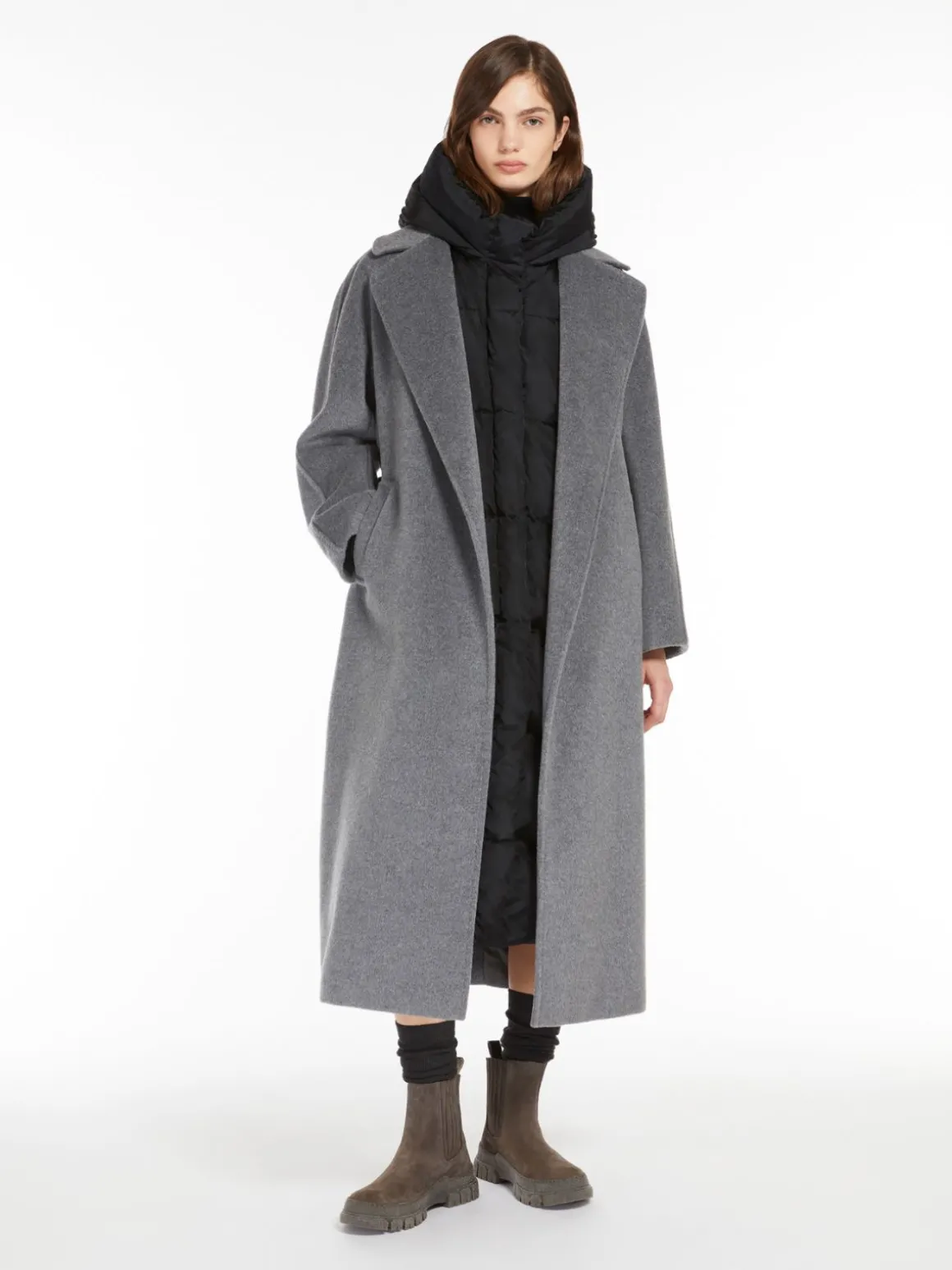 Wool and alpaca robe coat