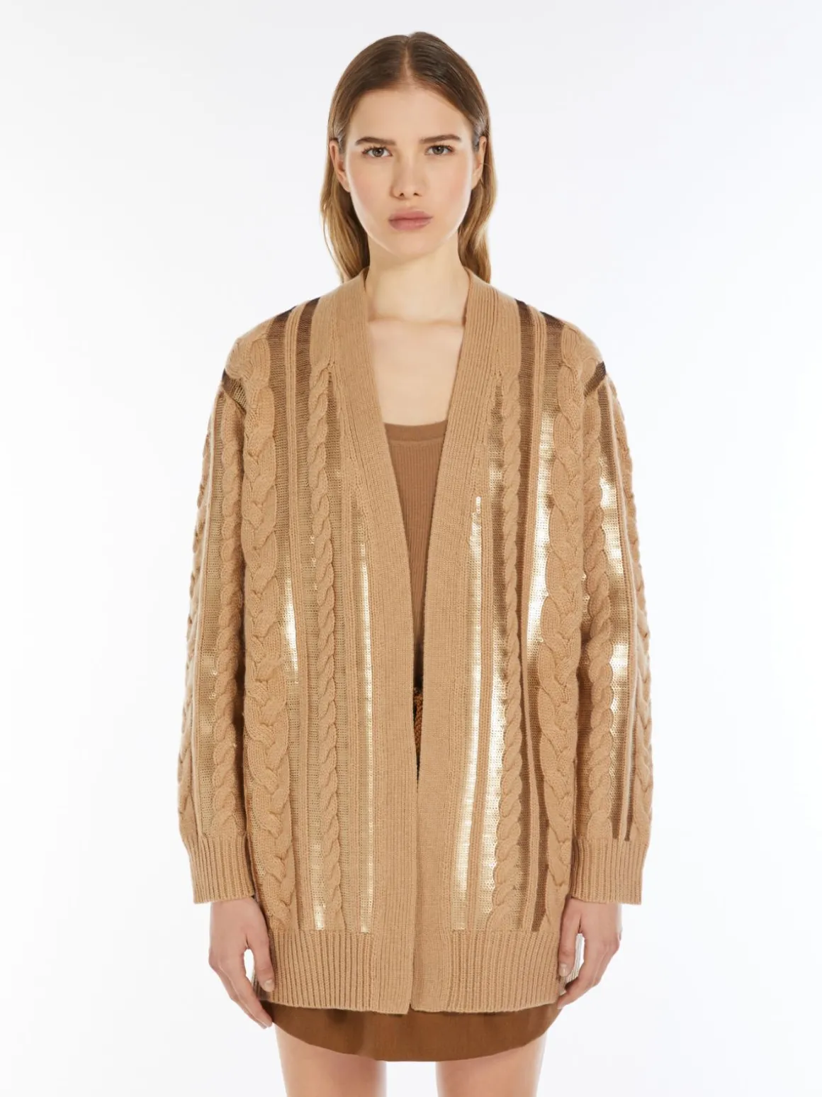 Wool and cashmere cardigan with sequins