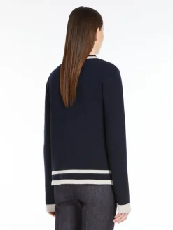 Wool and cashmere cardigan with intarsia