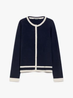 Wool and cashmere cardigan with intarsia