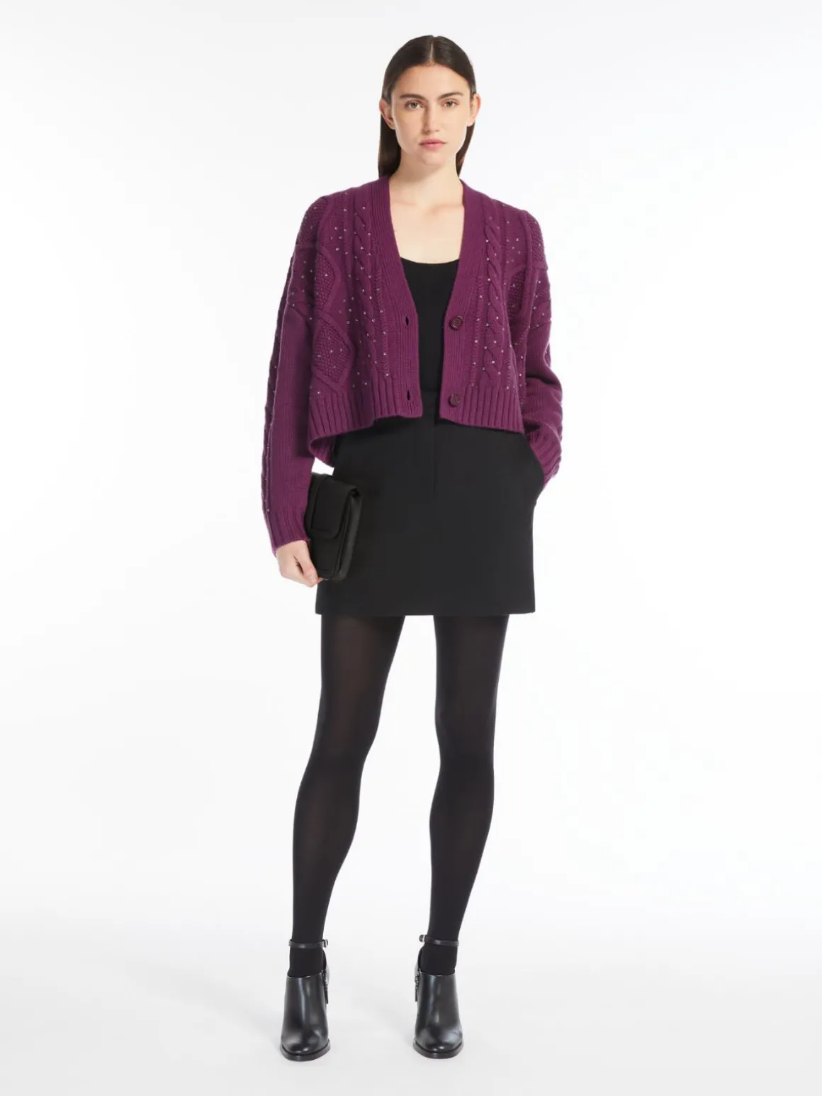 Wool and cashmere cropped cardigan