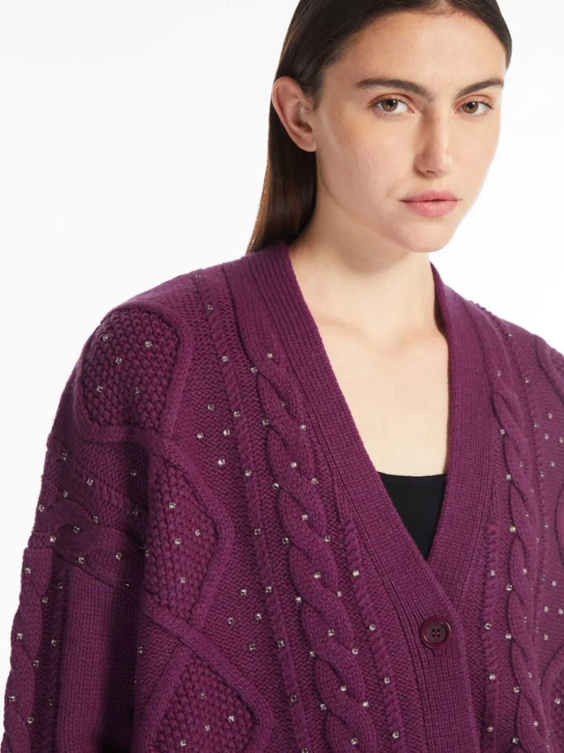 Wool and cashmere cropped cardigan